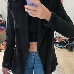 Free people black cotton jersey blazer with collar & lapels - size medium